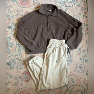 Quarter-Zip Pullover & Cream Sweats